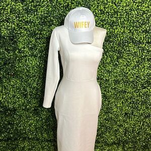 Francesca's White and Gold Wifey Ball Cap - One Size